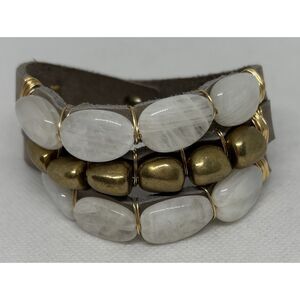 Taylor and Tessier Milky Quartz and Suede Bracelet